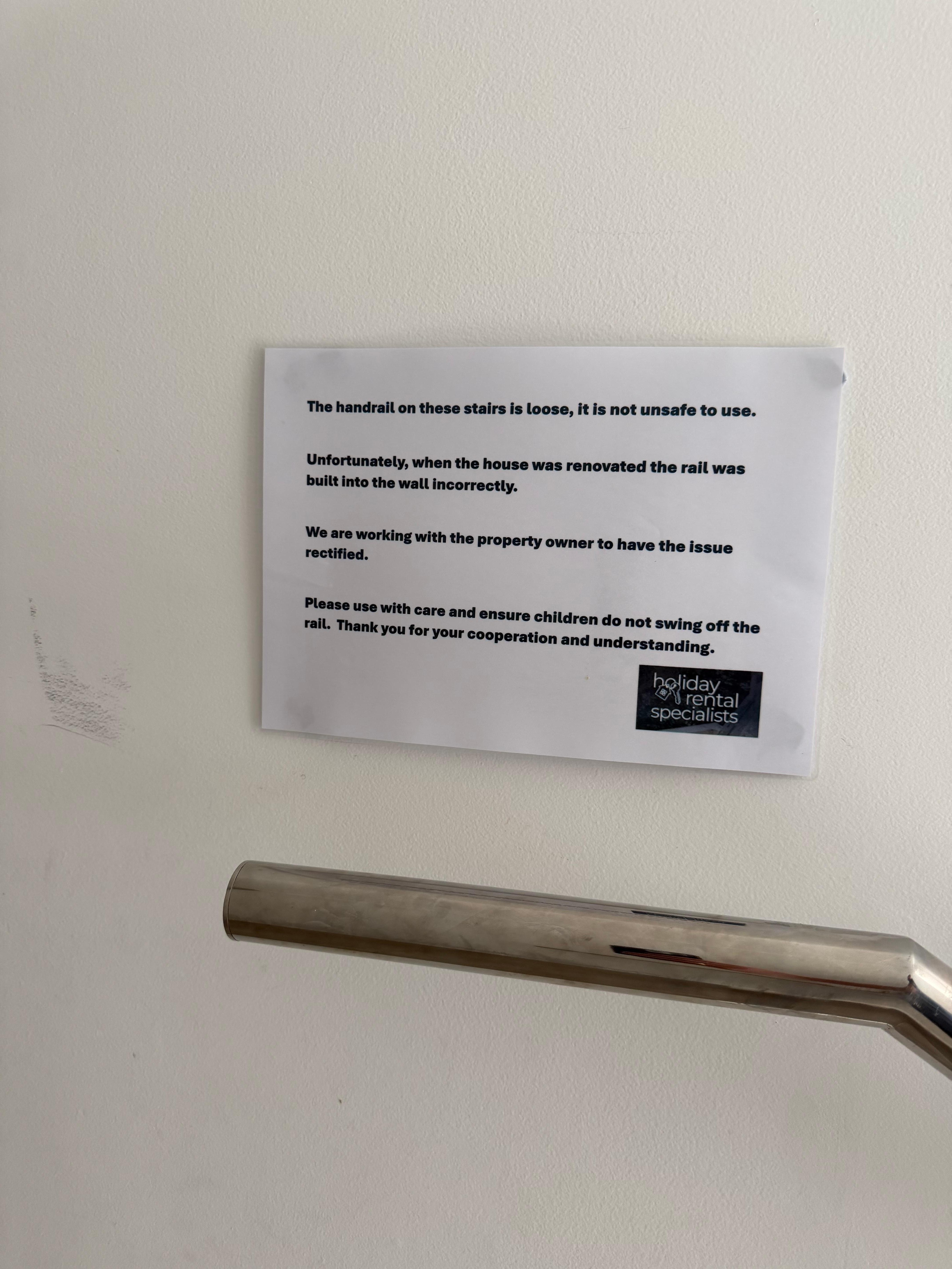 Note about loose hand rails 