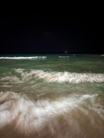 The beach at night.