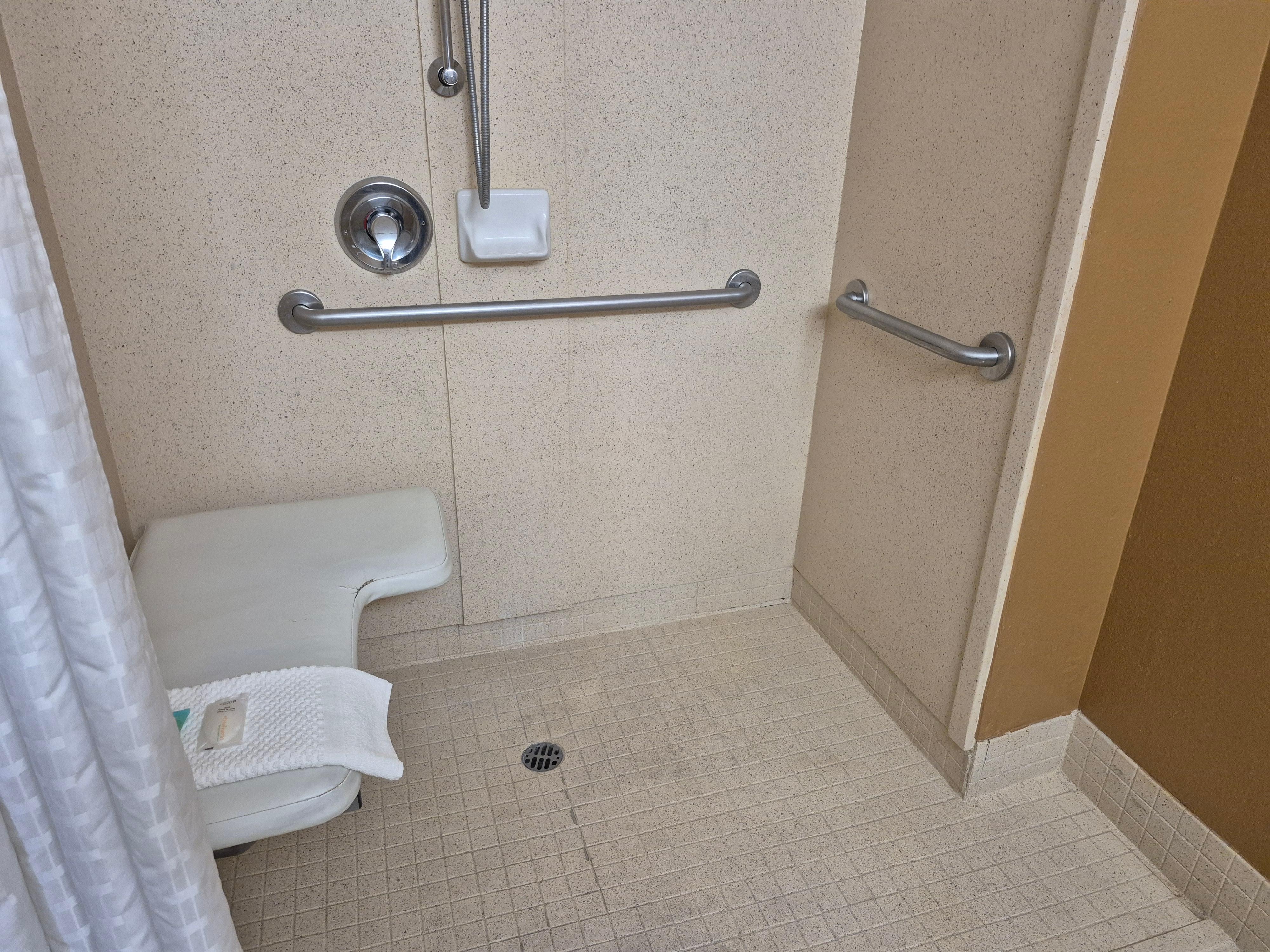 A torn and visible bath cushion ESPECIALLY A SEAT CUSHION
should be fixed ASAP