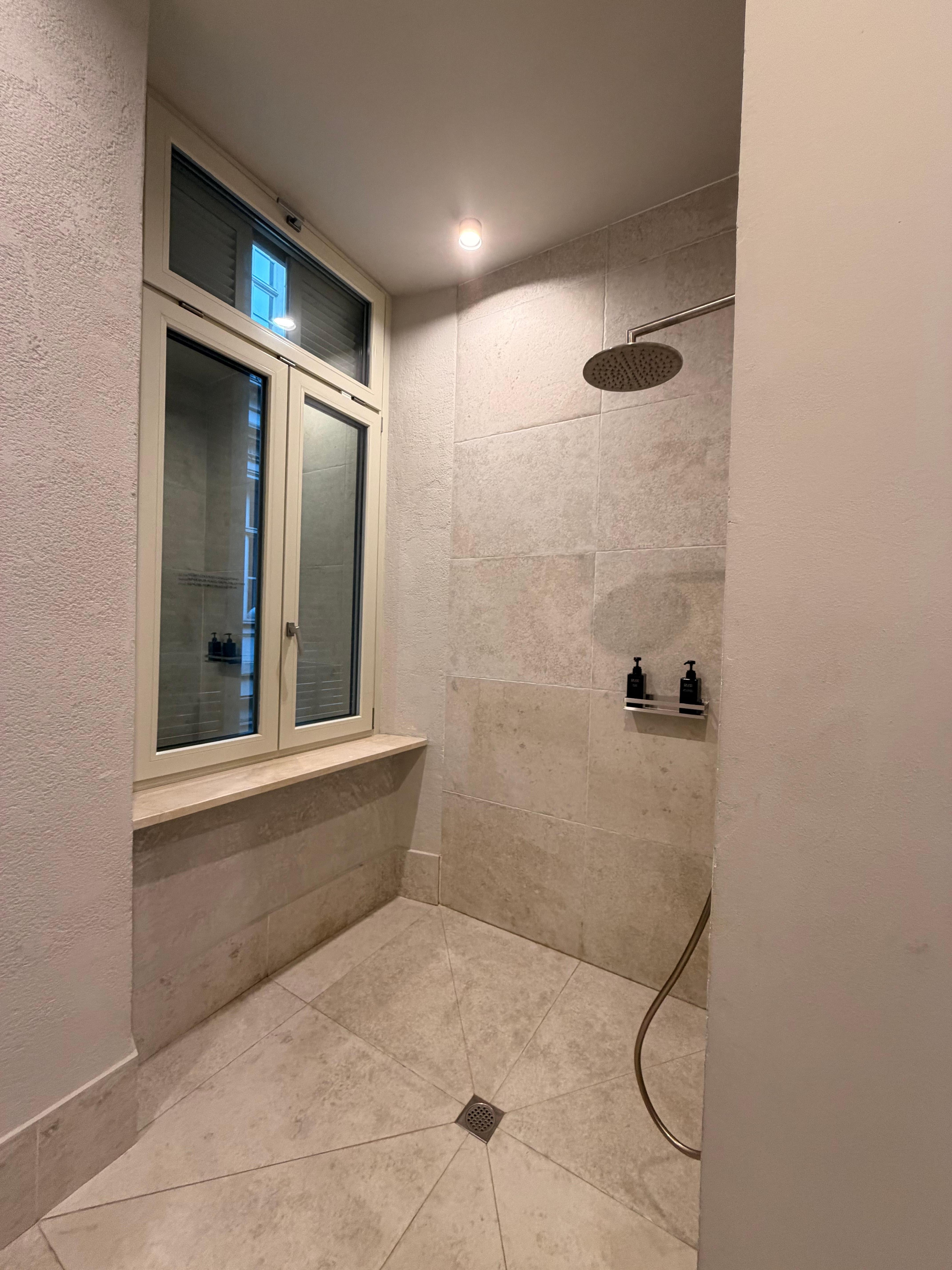 Shower may be bigger than my bathroom at home!