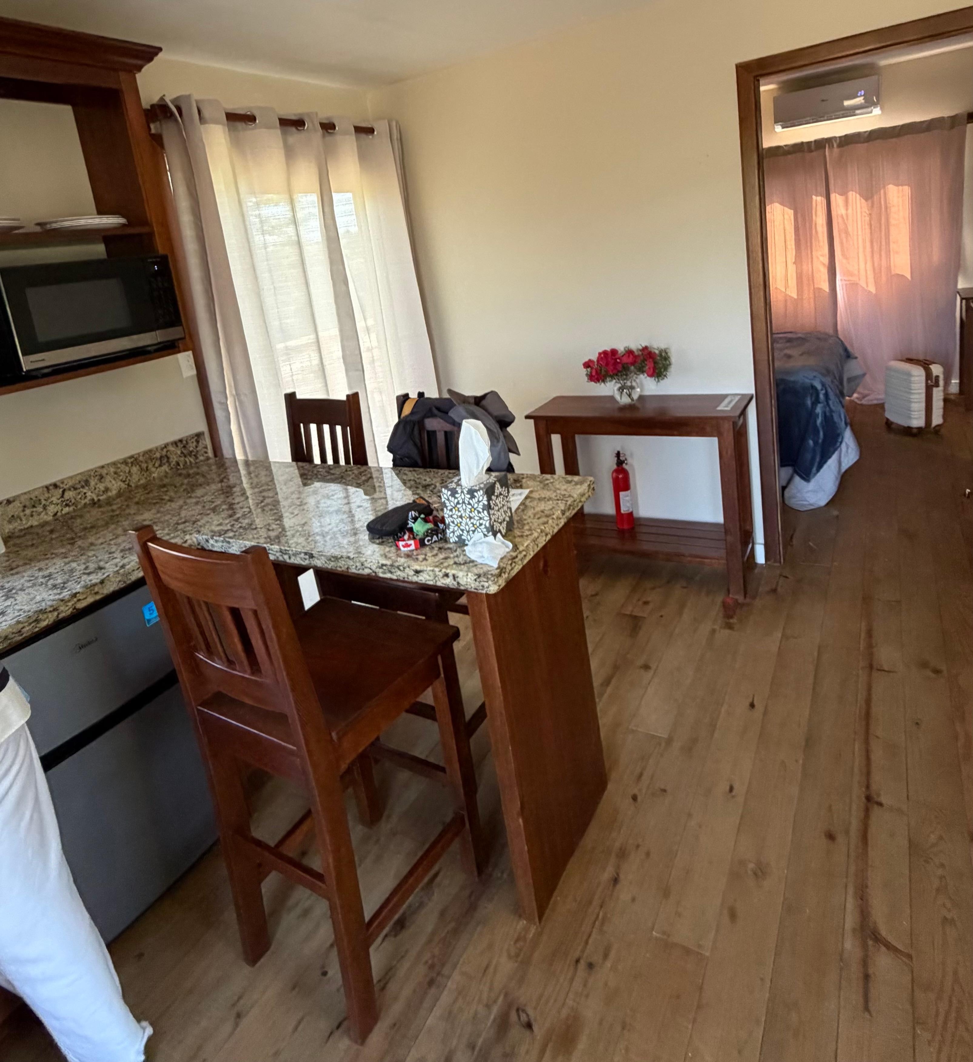 Inside looking from kitchen to bedroom