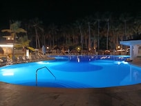 One of the pools at night