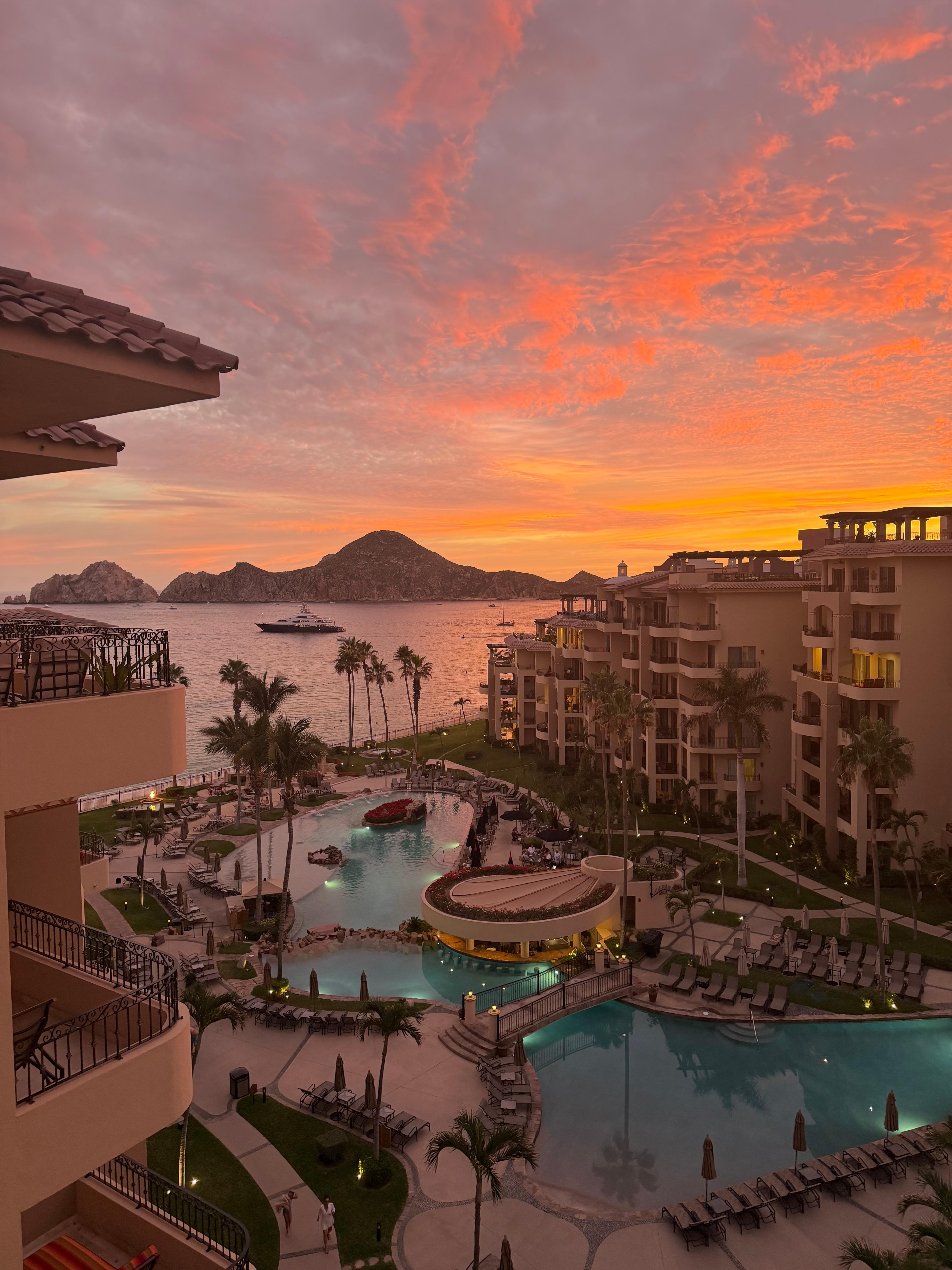 View from our room at sunset 