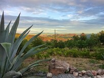 Ausblick vom Haus in die AbenddÀmmerung