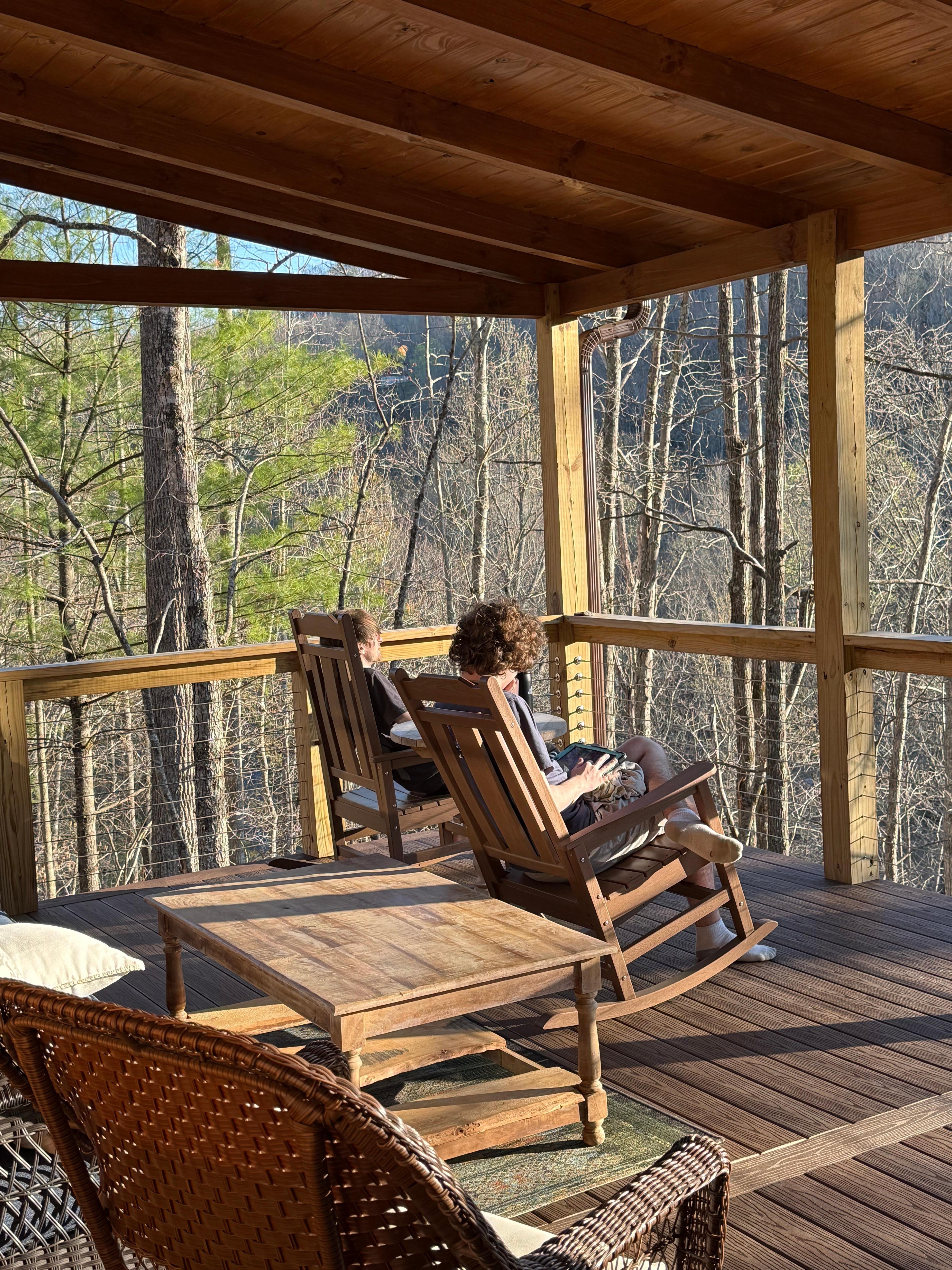 Our oldest boys rocking on the porch