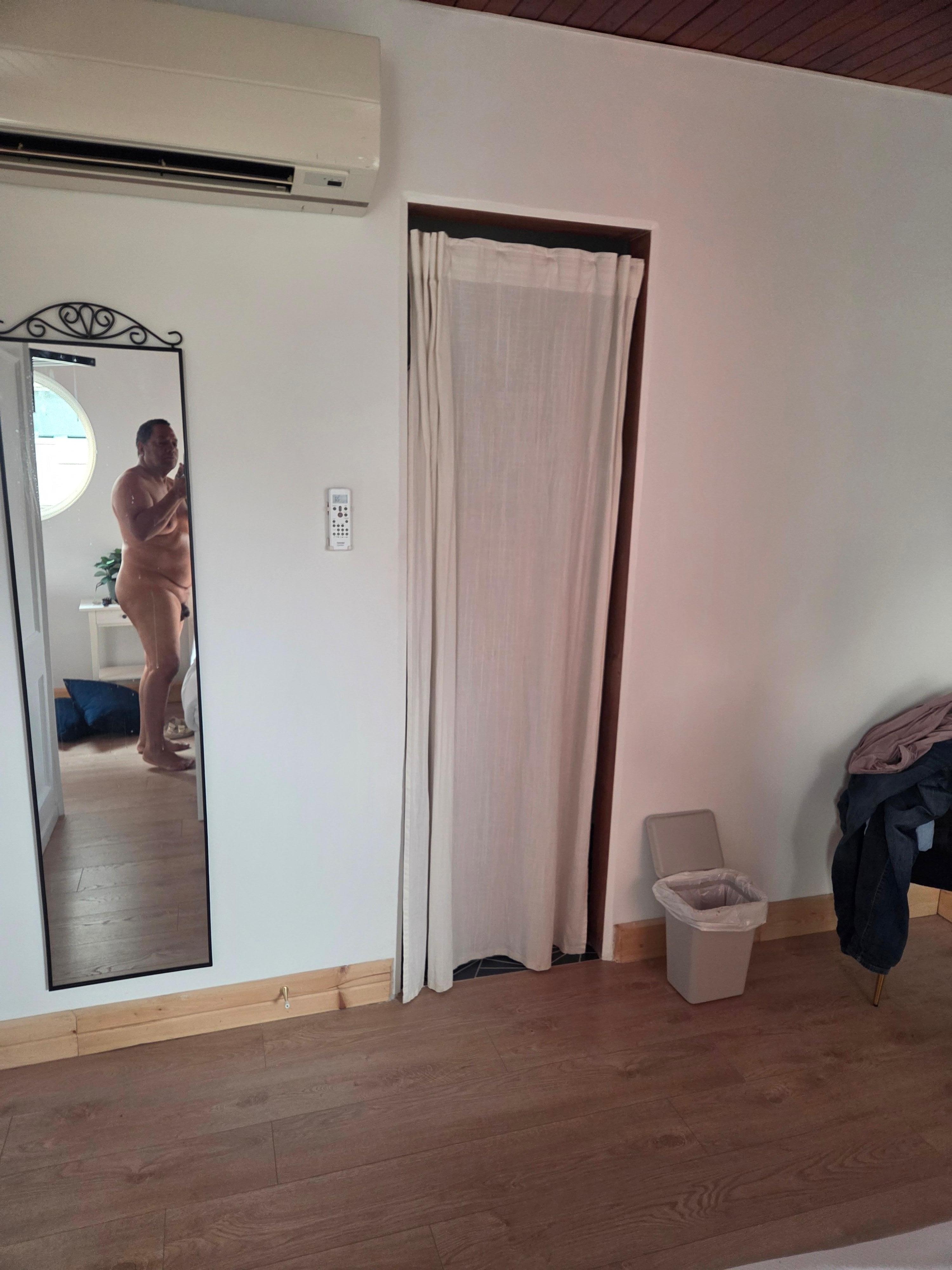 A curtain at the bathroom...rather than a door.  I am sure this is illegal