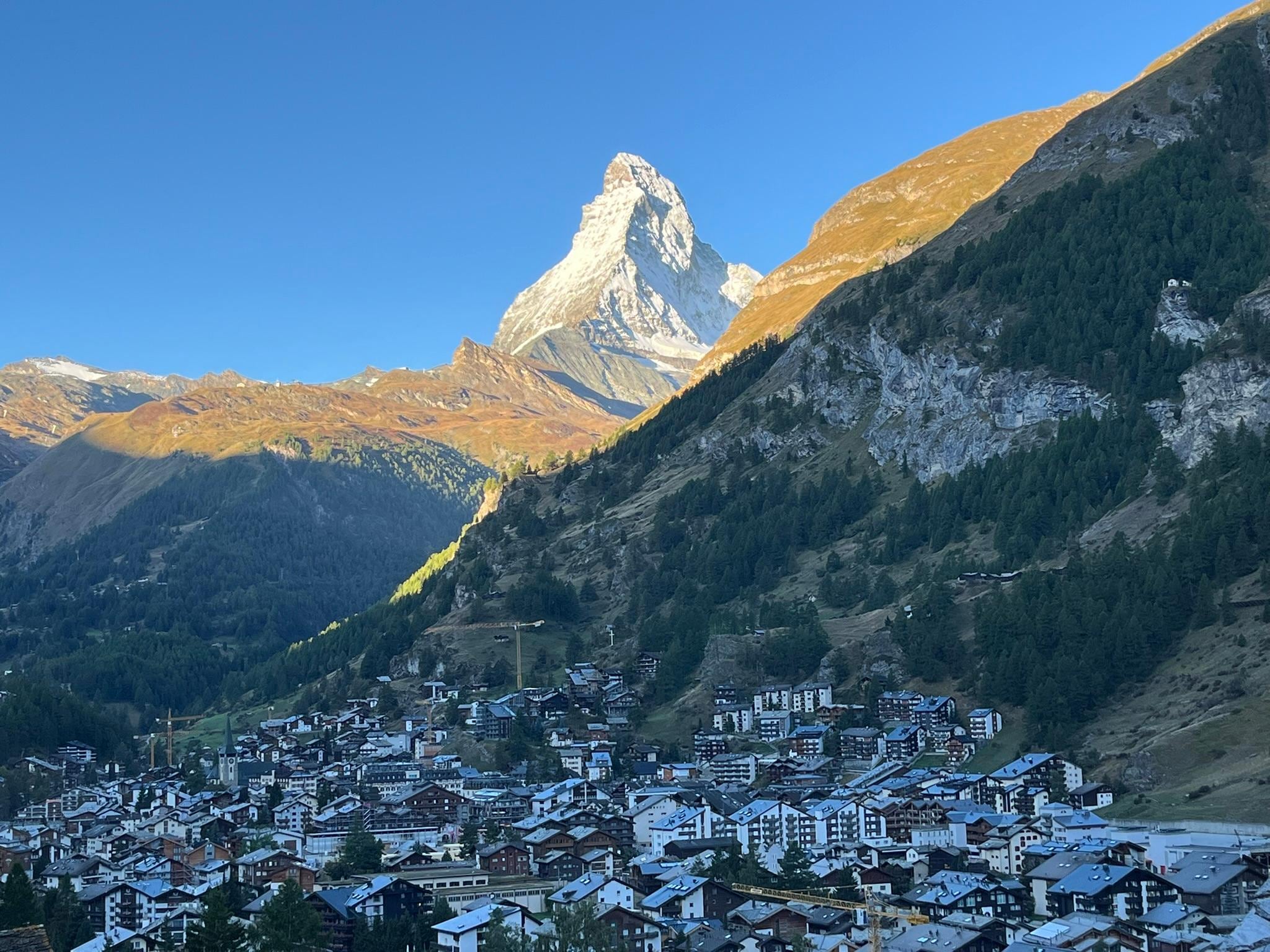 This was a morning view  of Zermatt and Matterhorn from this condo.
