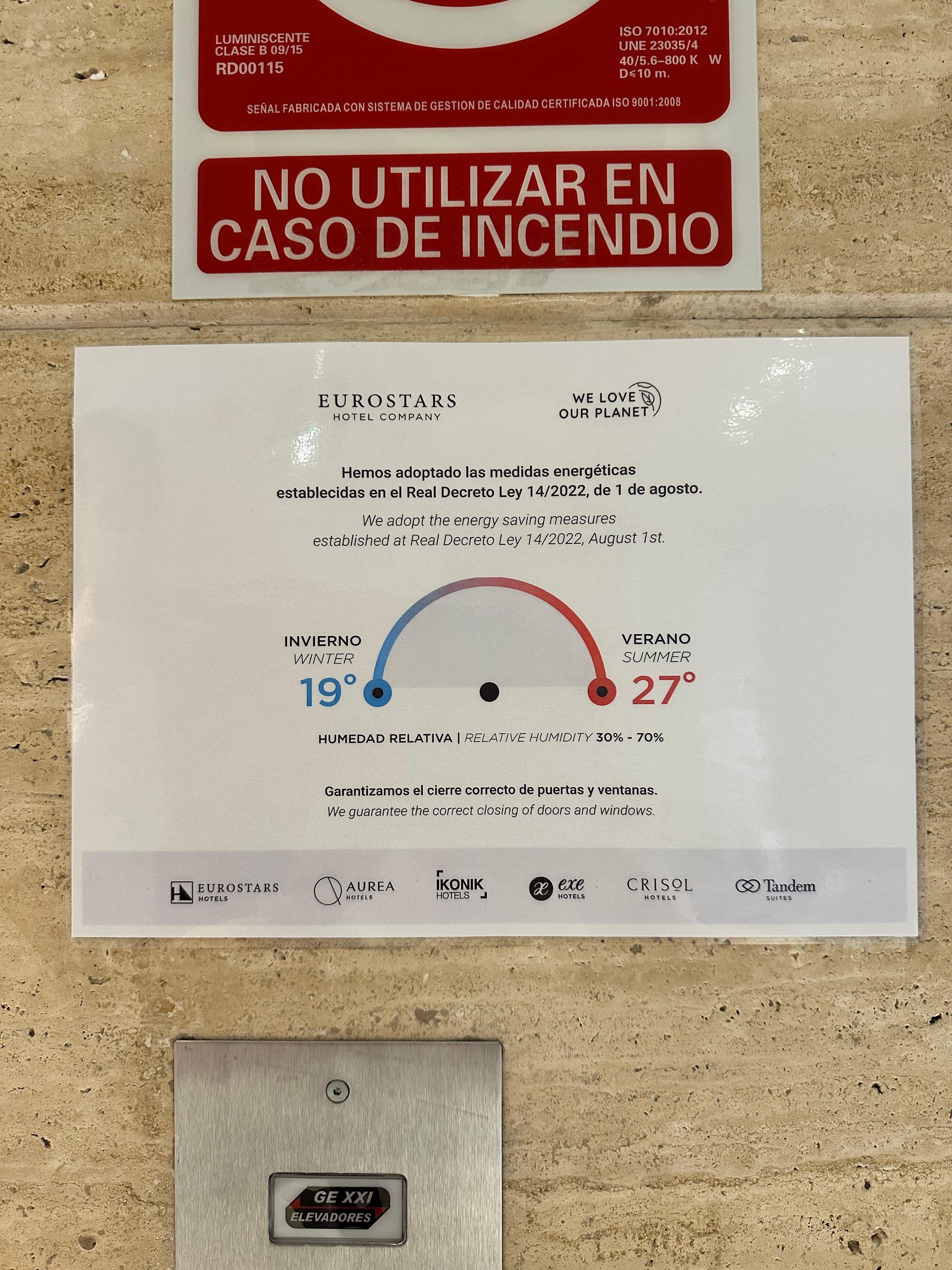 Warning regarding central temperature control 