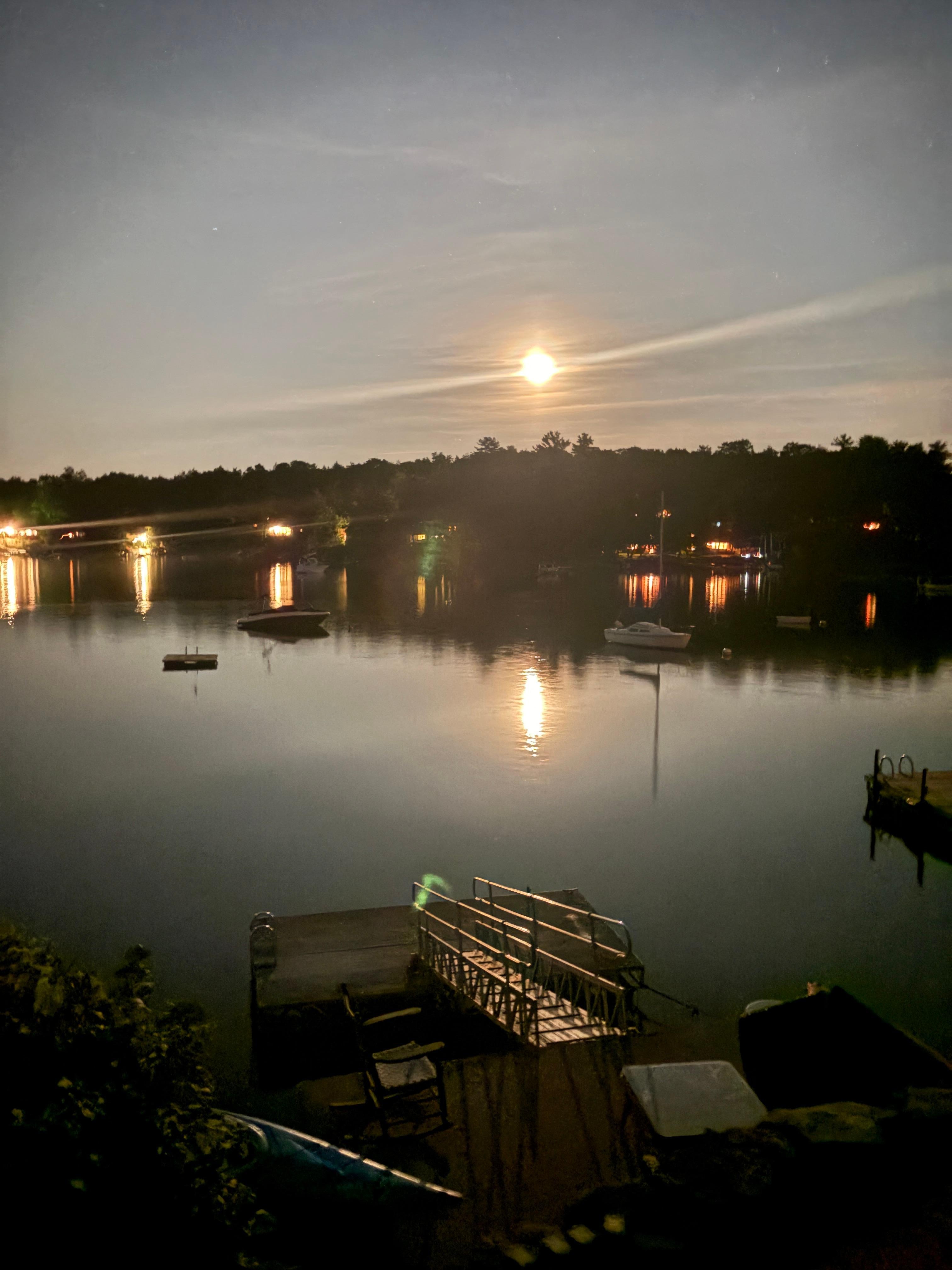 Moonrise view from front of house