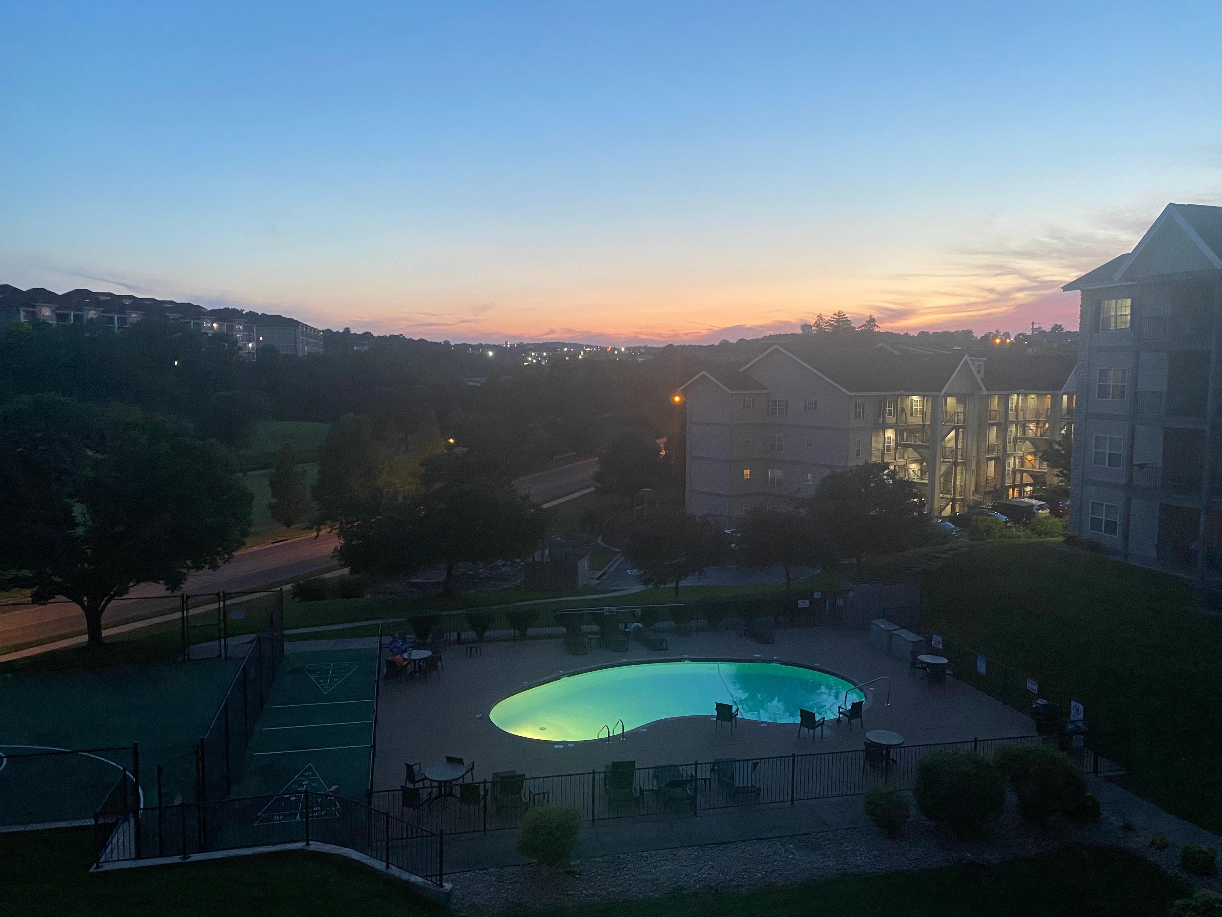 Out the patio door at night. Beautiful!! 