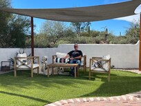 Relaxing in backyard