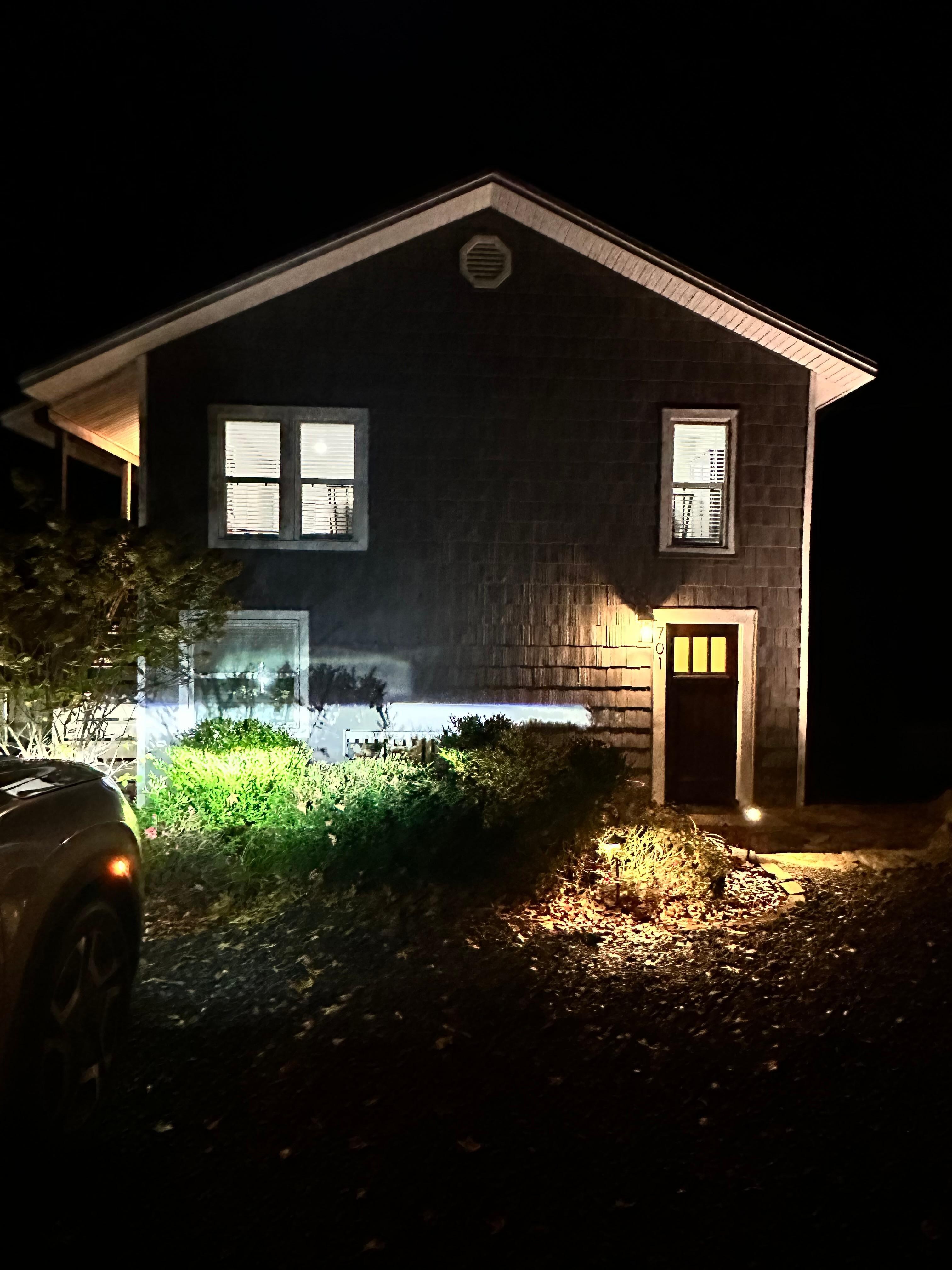 The lights were on for us upstairs when we arrived. 