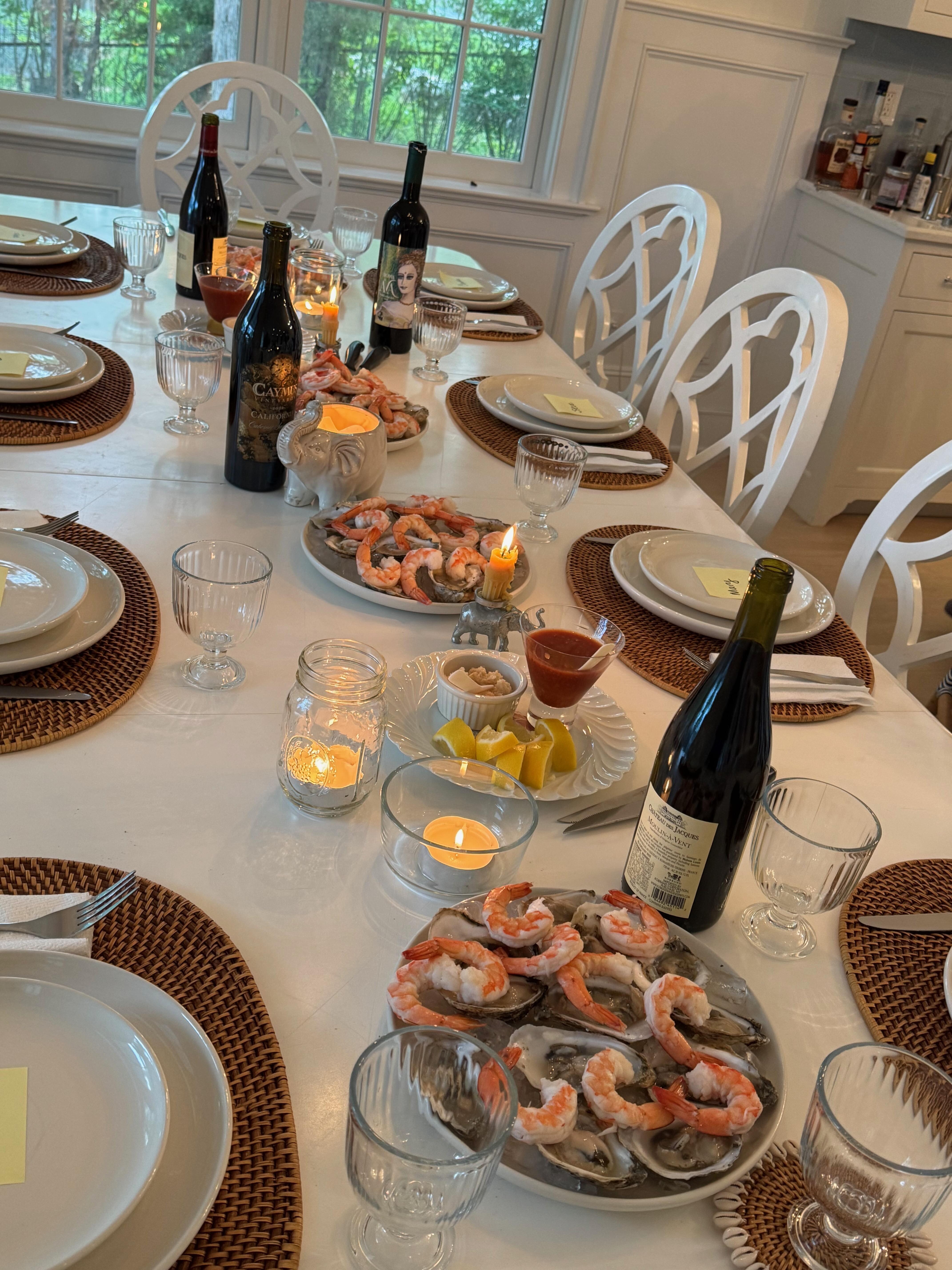 Dinner at the house. Local oysters!