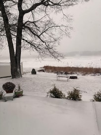 Deck and backyard facing lake