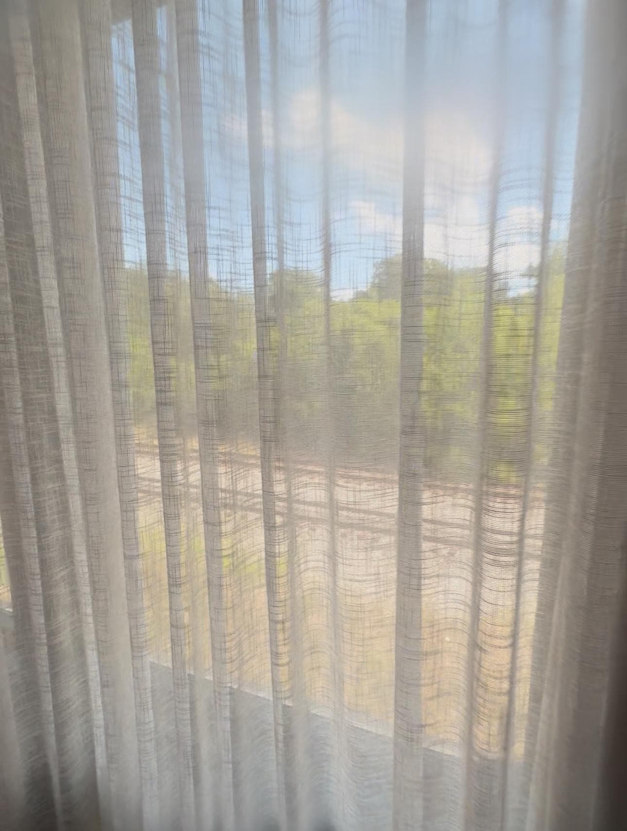 Train tracks outside the window