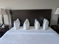 Can't say I've ever seen pilllows standing on end before?