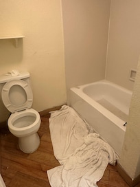 No shower curtain- water all over the place when you take shower