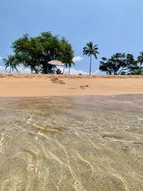 Mostly calm waters at the beach.