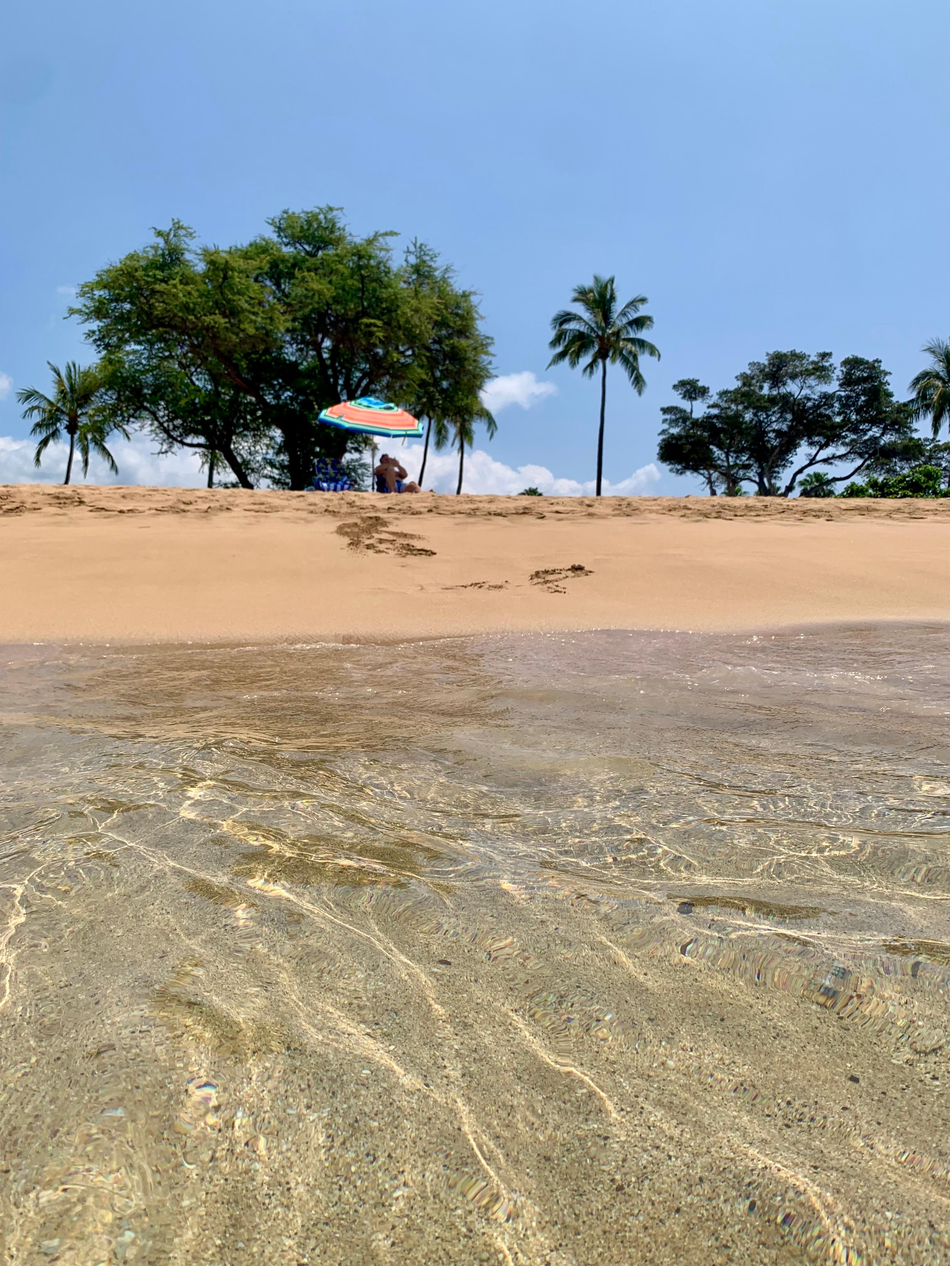 Mostly calm waters at the beach. 