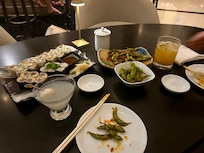 The bar happy hour food and cocktails