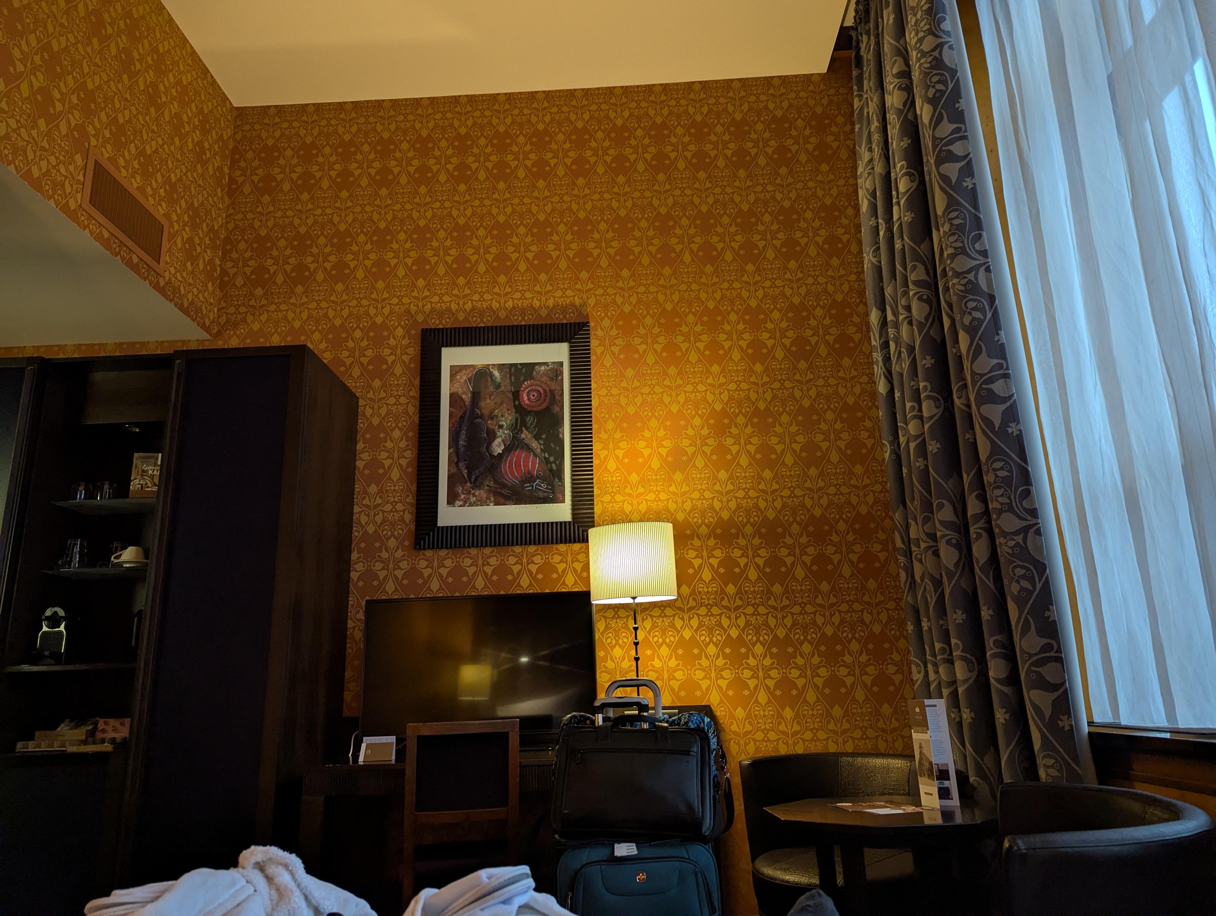 The rooms have very high ceilings