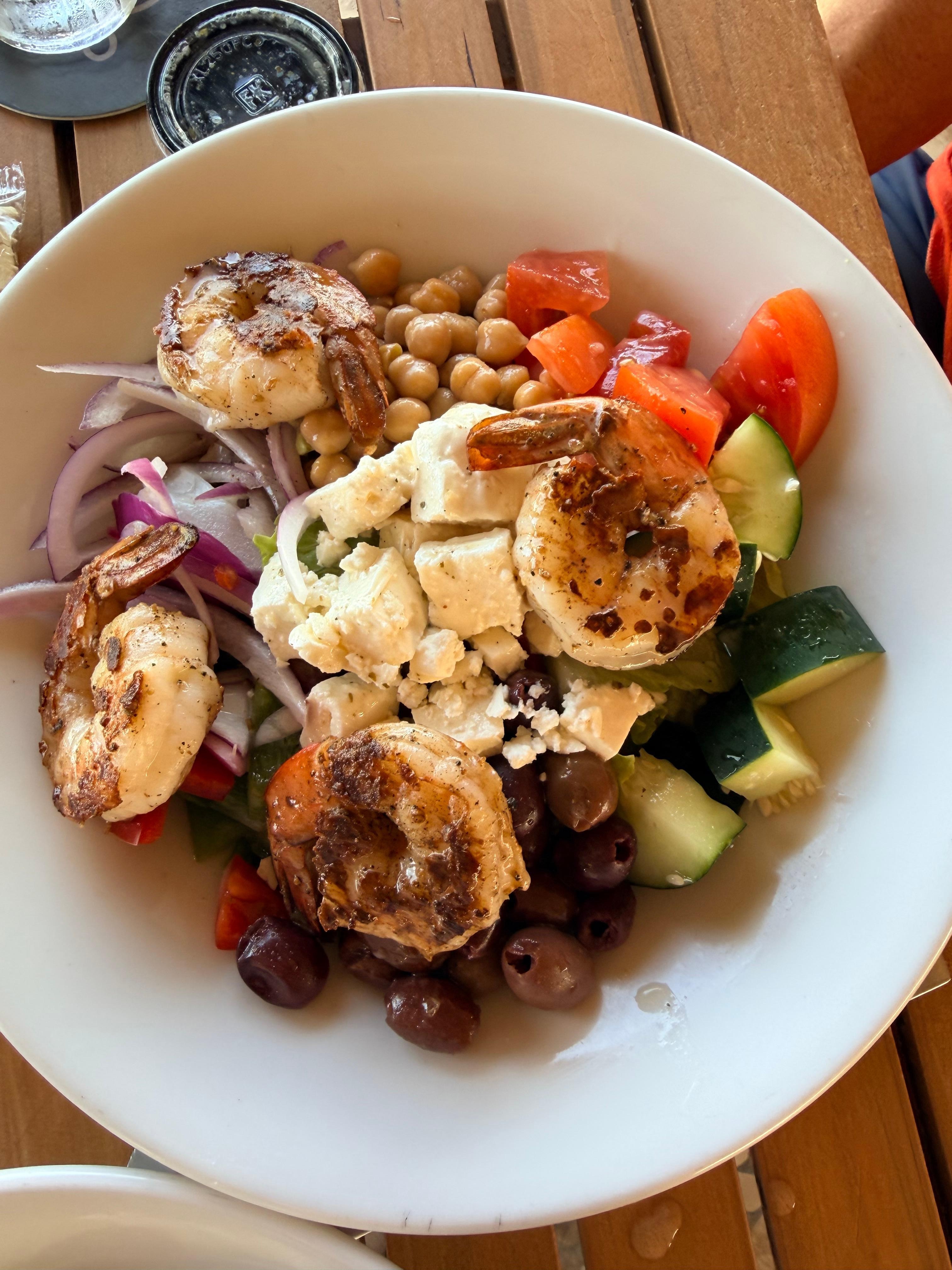 Great salad with jumbo shrimp!