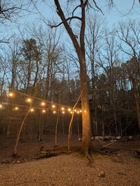 More lights near fire pit and hammock.