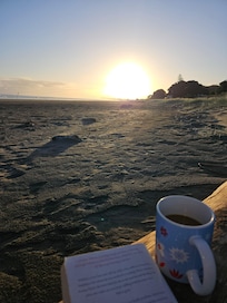 Beautiful Ohope Beach right outside our stay