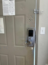 stab marks in door door barely shuts