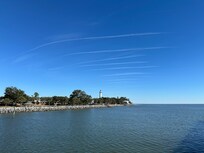 Pier view of the lighthouse on Mallery St