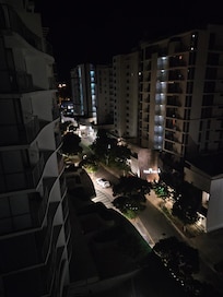 Night time view of street below