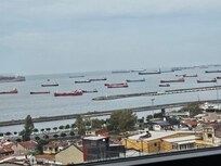 Restaurant view of all the ships in port