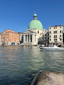On our gondola ride which we hopped on right in front of our building.