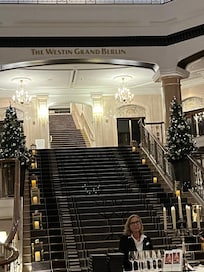 The staircase is a perfect image in the center of the lobby!