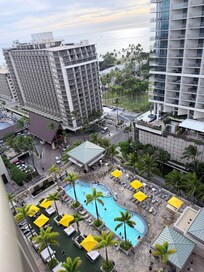 our view from our room at 19th floor. below is 4th floor with the pool and cafeteria for breakfast