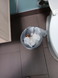 Trash in bathroom