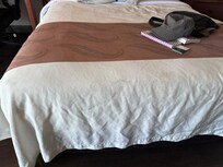 Dirt smeared on bottom of bedspread