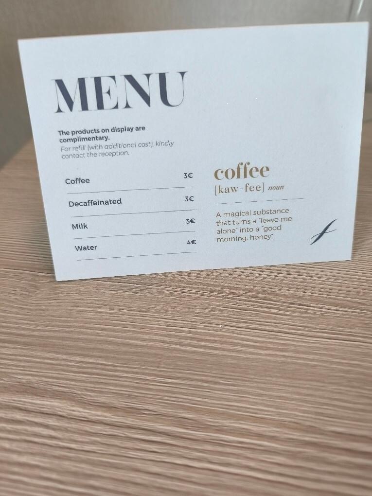 Preisinformation auf der Minibar