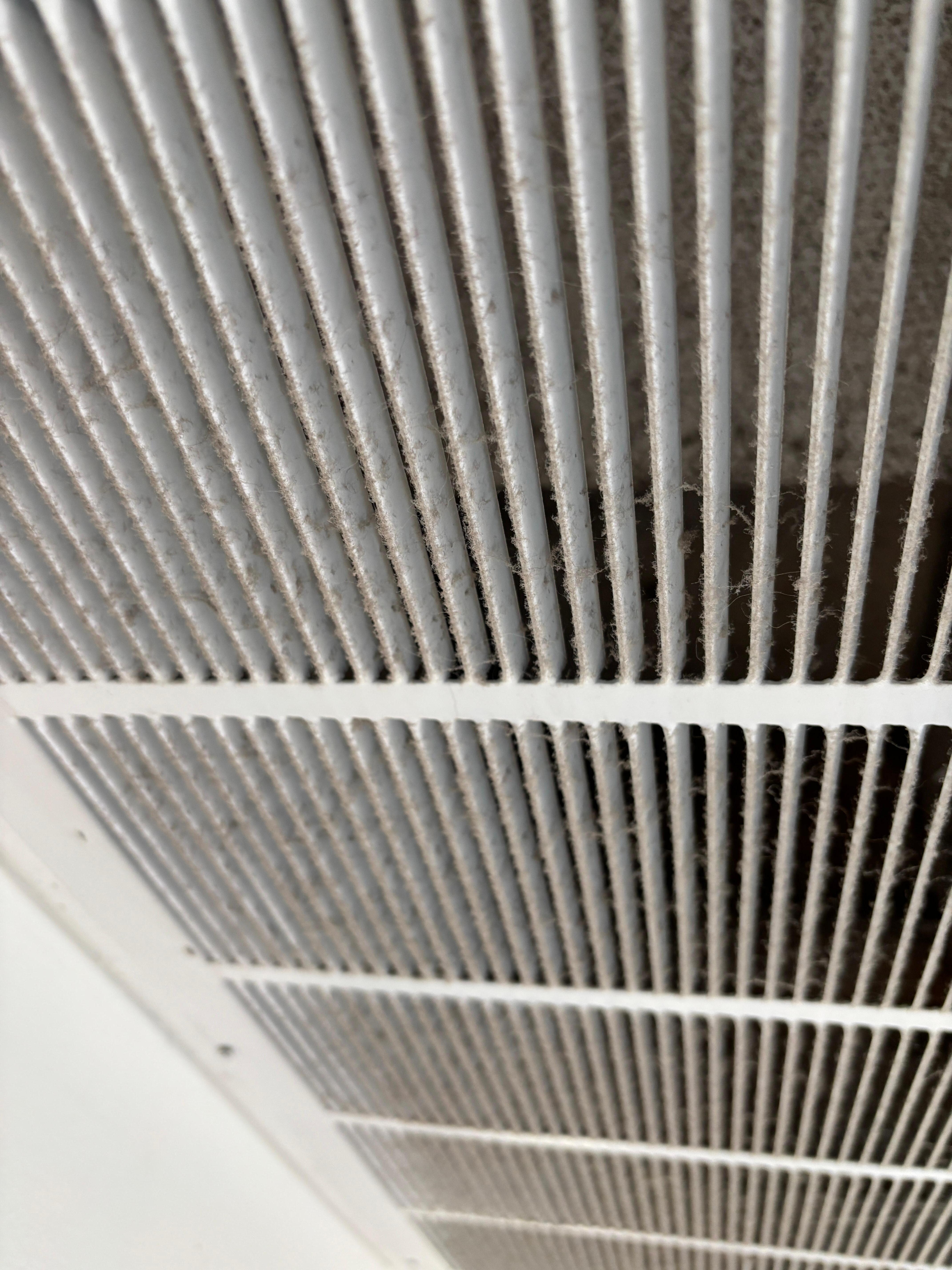 HVAC system was not maintained properly. The house had a thick layer of dust in several locations and a musty smell.