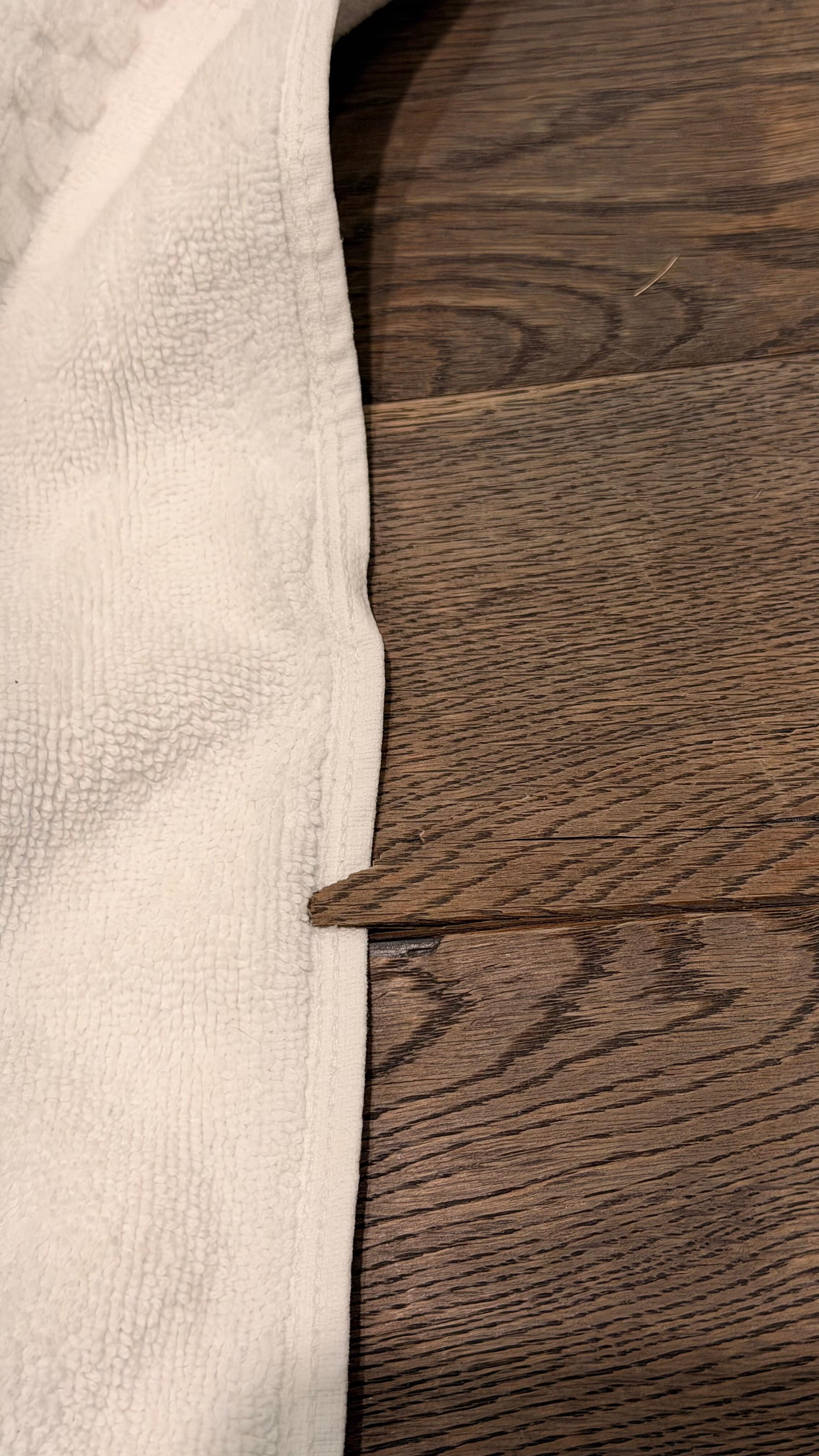 Big, dangerous splinter outside shower