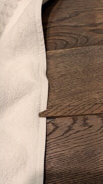 Big, dangerous splinter outside shower