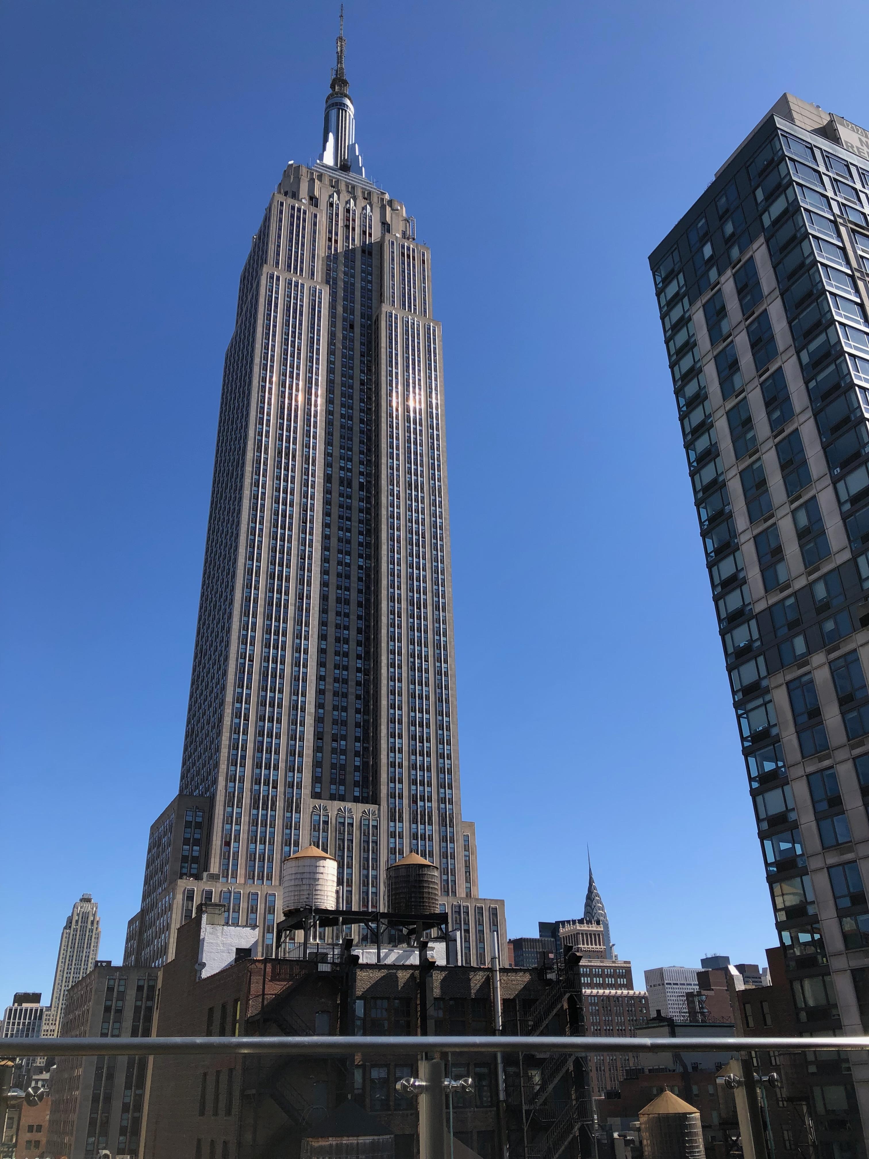 View from the hotel terrace on the rooftop: the Empire State Building