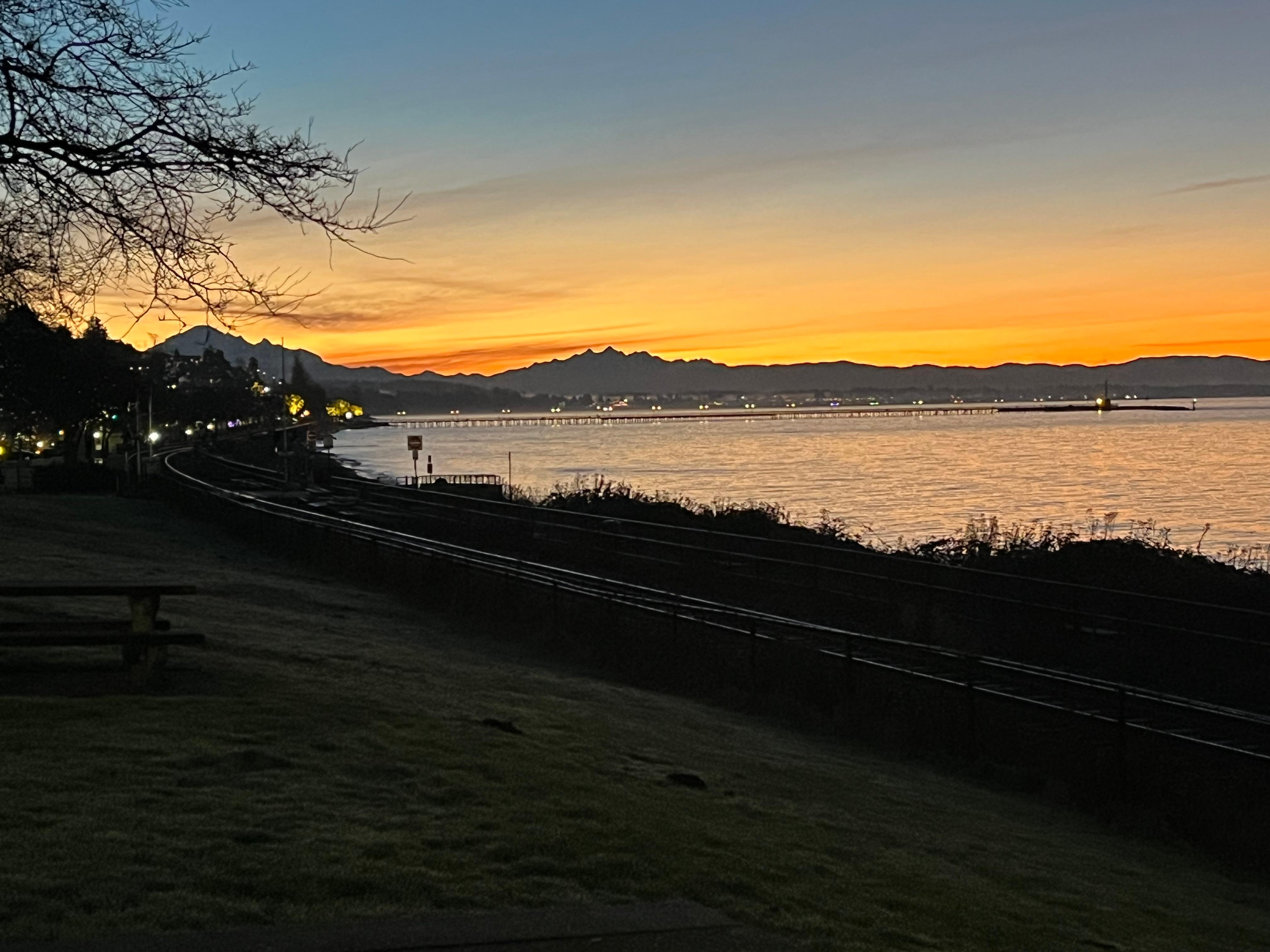 Early morning sunrise just outside of the hotel doors.