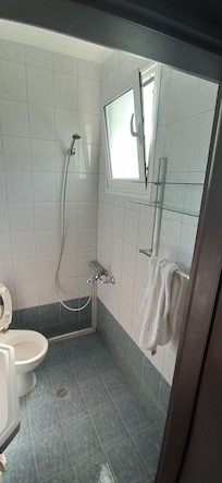 Bagno con doccia affianco al wc