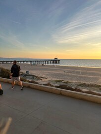 View of the Manhattan Beach Pier from the end of the sidewalk from the property to the Strand.