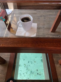 Morning coffee watching the fish.