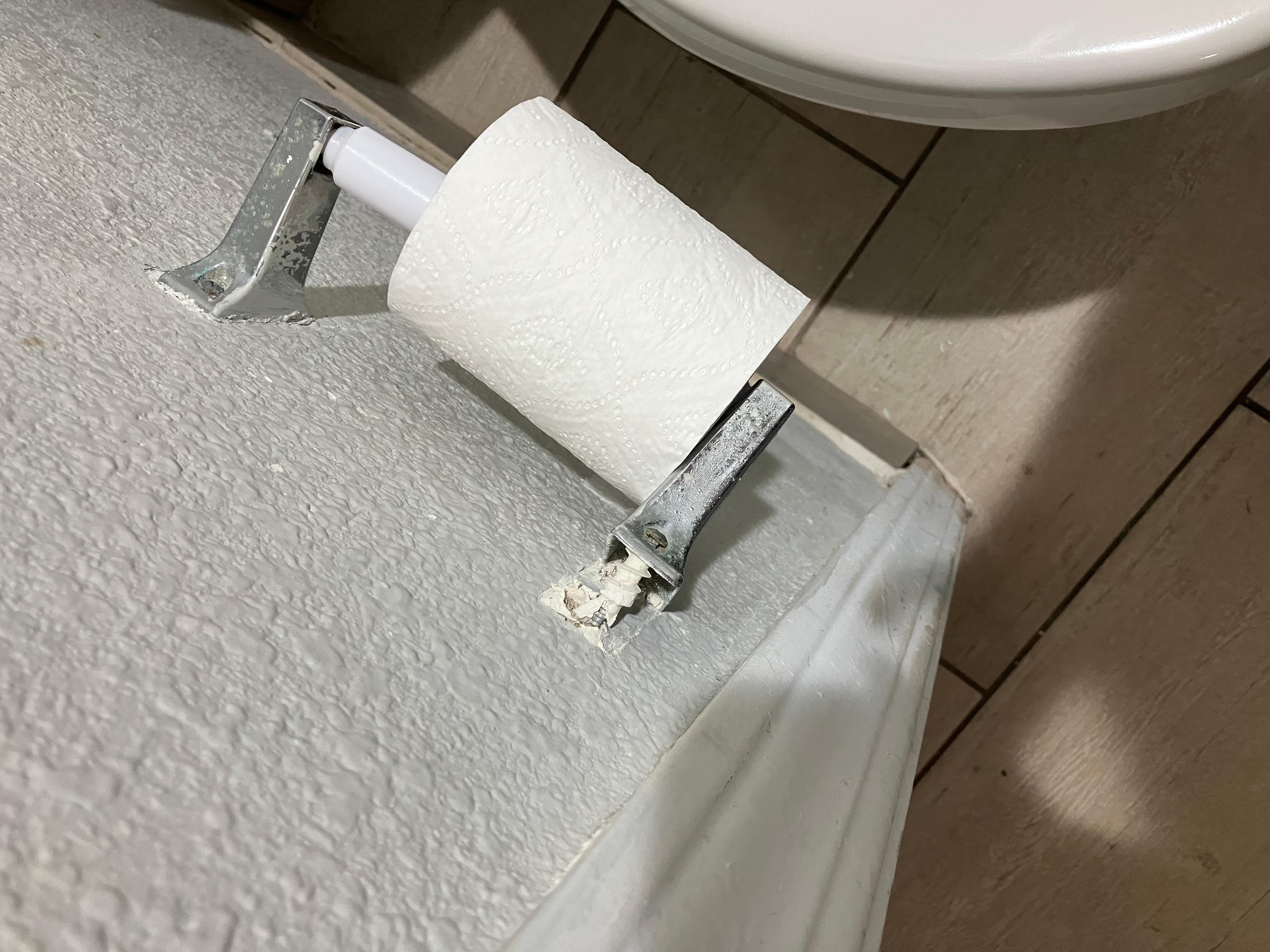 Toilet paper holder falling off wall