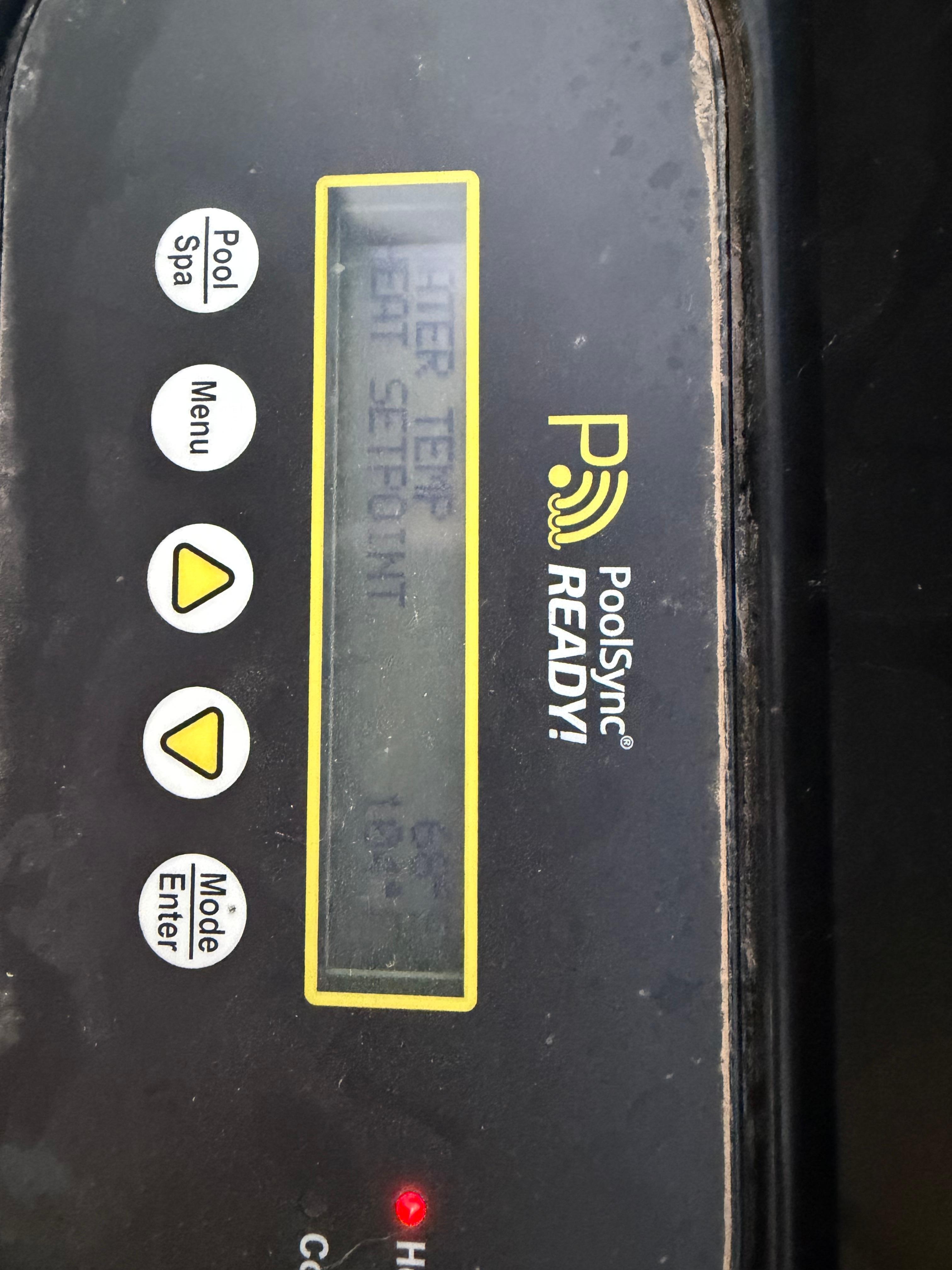 Pool heater showing 68* temperature of the water.