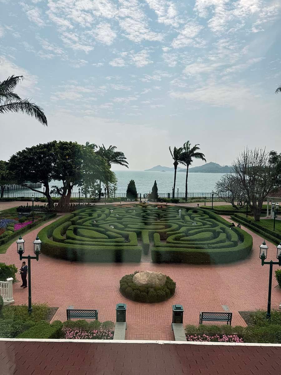 A view of the rear park area and gardens