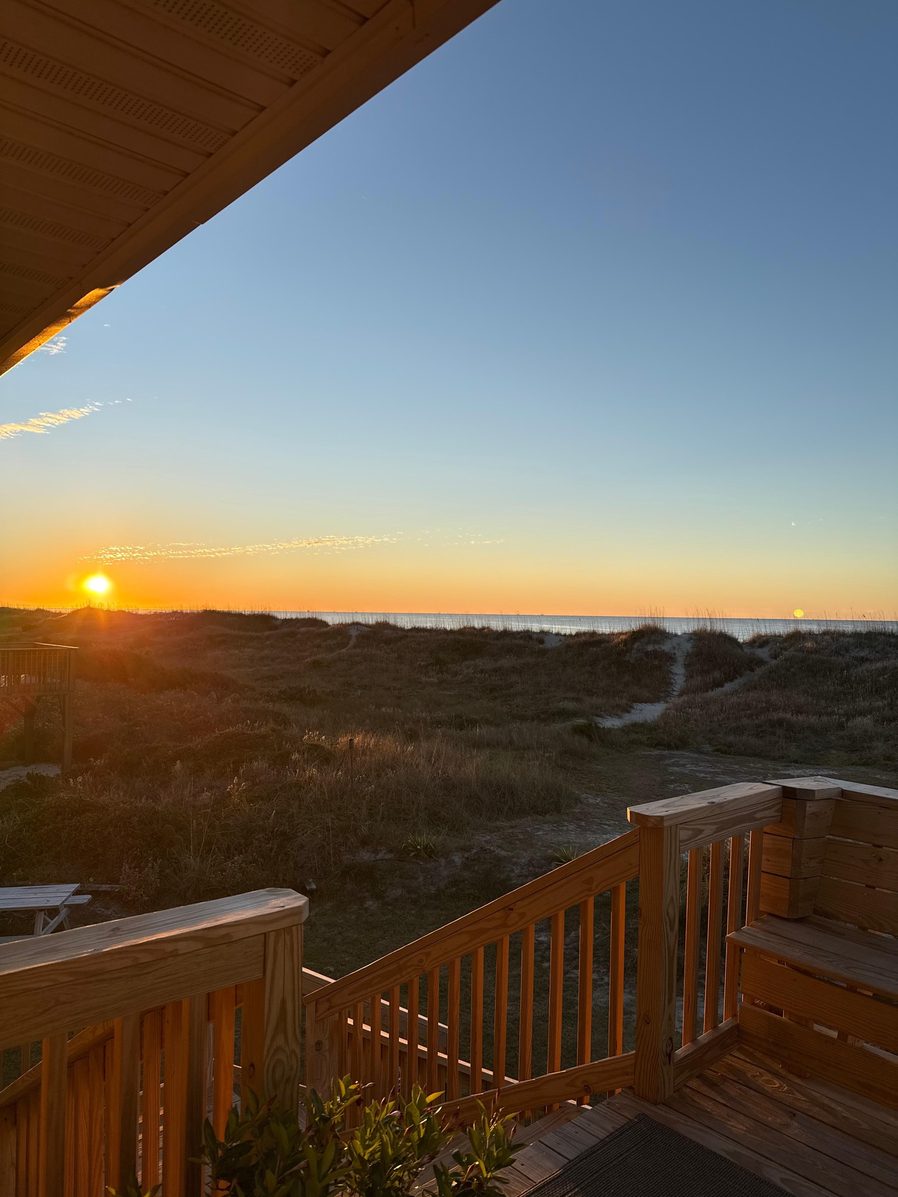 Sunrise from deck. 